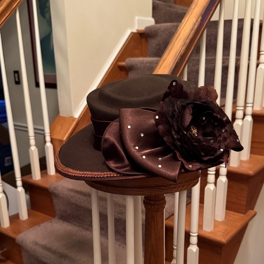 C.C Brown Hat with Flower Accent